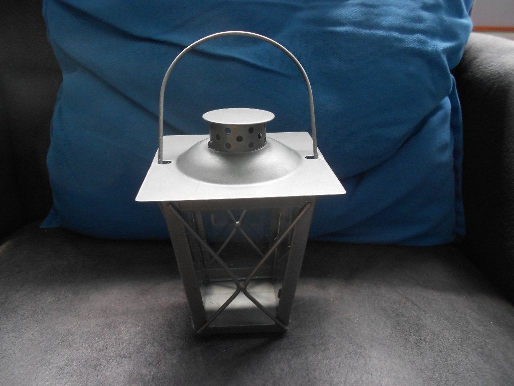 lantaarn waxine licht kaars houder, Ophalen, Overige materialen, Gebruikt, Grijs