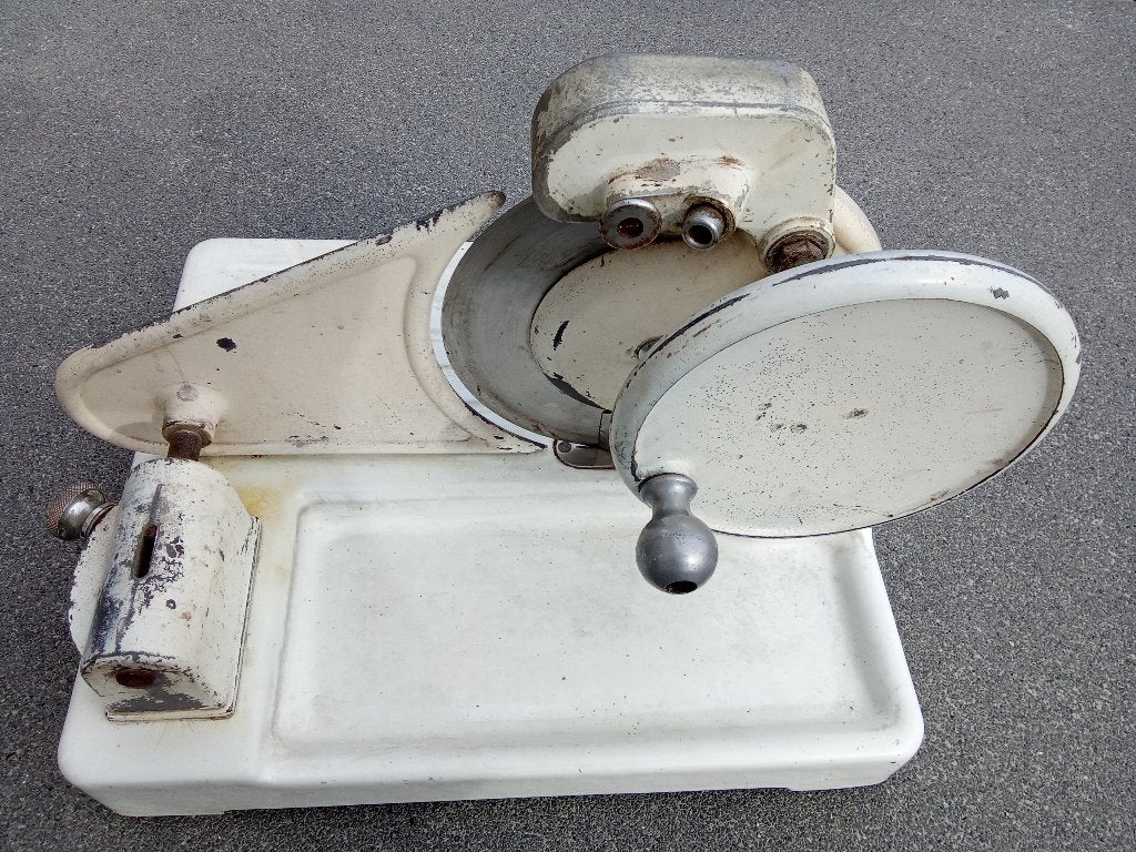 oud snijmachine & vleesmachine emaille, Gebruikt, Ophalen of Verzenden, Metaal, Snijmachine