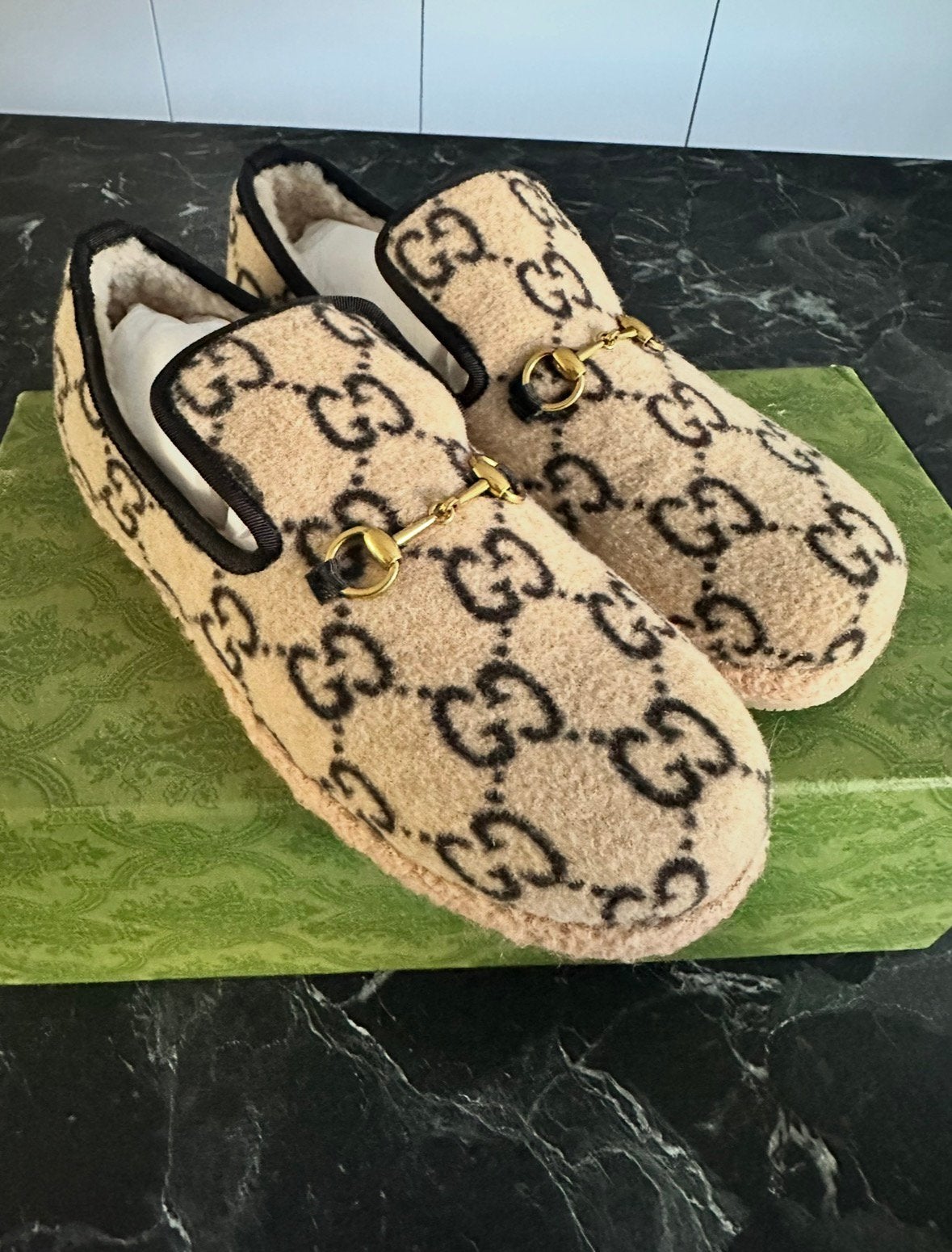 Gucci monogram wool loafers, Verzenden, Nieuw, Beige, Espadrilles of Moccasins
