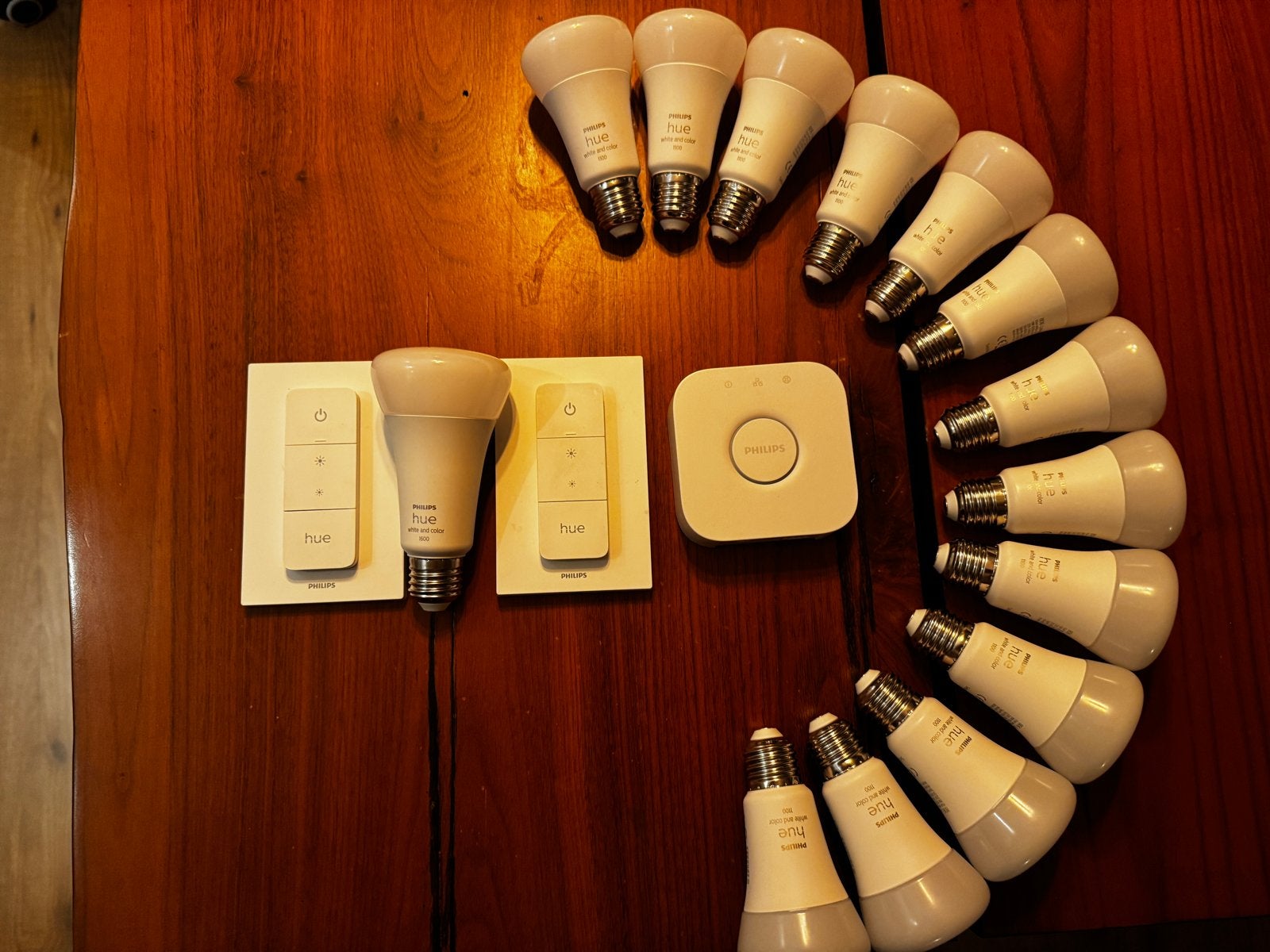 Philips Hue White & Color set: 13 lampen, 2 dimmers, bridge, Gebruikt, Kunststof, Ophalen of Verzenden, Modern