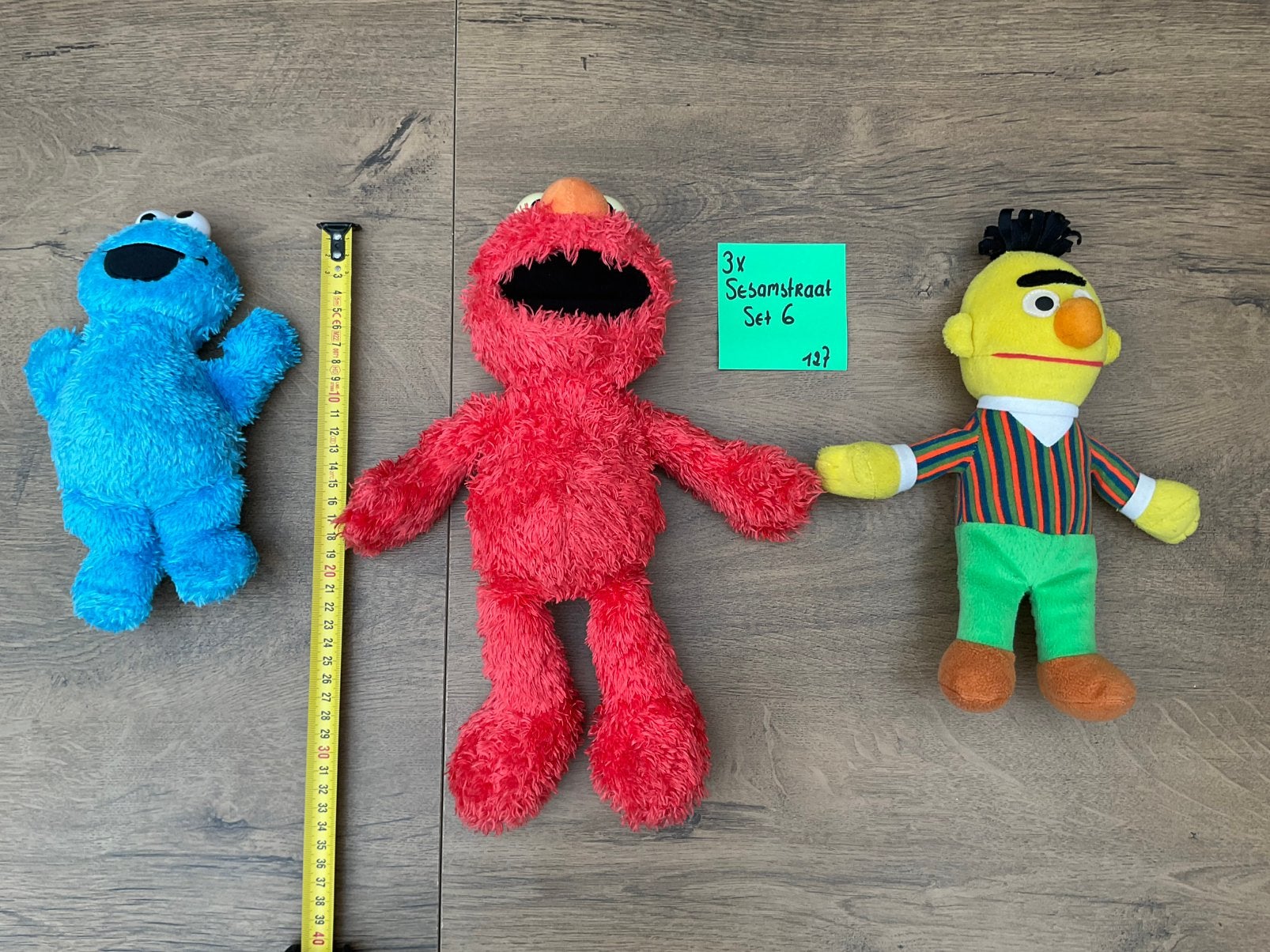 3 gebruikte, niet kapot, Sesmstraat Elmo, koekiemonster Bert, Ophalen, Overige figuren, Gebruikt, Beeldje of Figuurtje