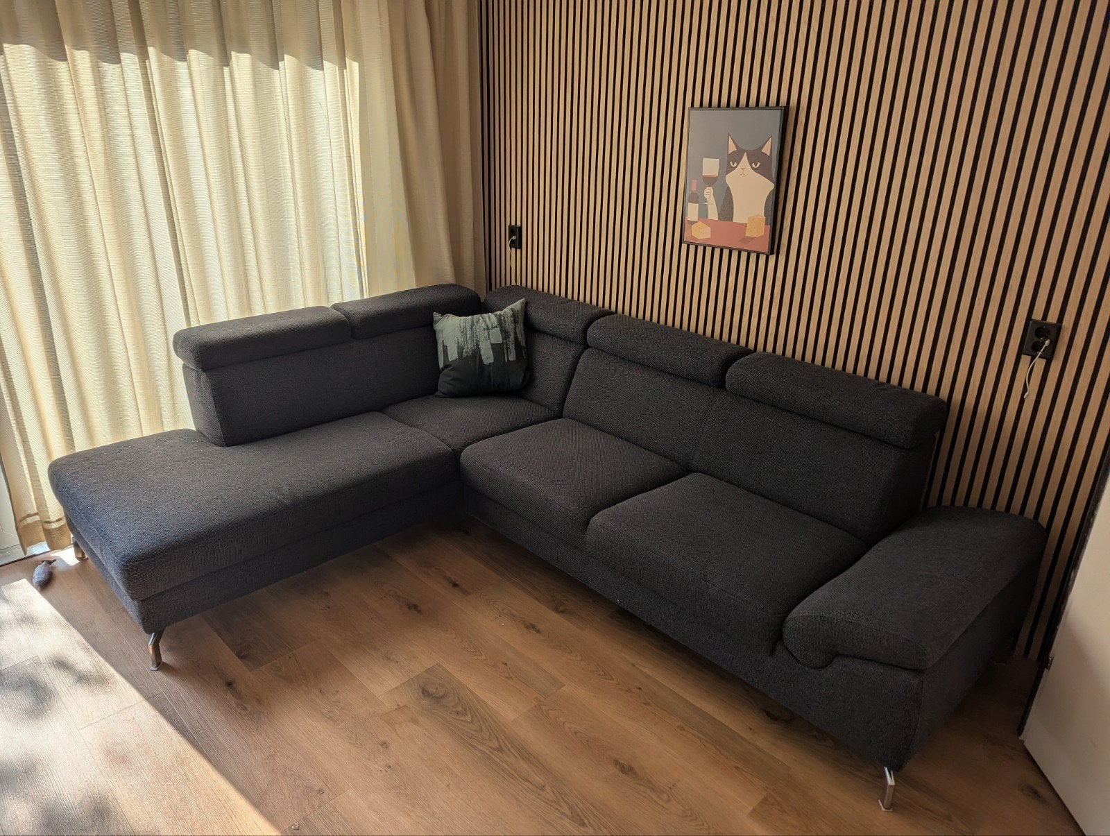 Montel Modena hoekbank blauw met verstelbare hoofdsteunen, Ophalen, 250 tot 300 cm, Gebruikt, Hoekbank