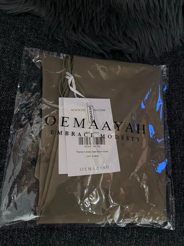 Oemayah Premium Jersey Instant Hijab Warm Khaki, Kleding | Dames, Mutsen, Sjaals en Handschoenen, Ophalen of Verzenden, Nieuw