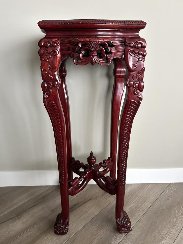 Handgesneden Chinese Rosewood Marmeren Dragons bijzettafel, Antiek en Kunst, Antiek | Meubels | Tafels, Ophalen