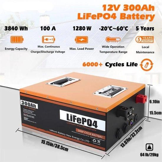 12V 300Ah LiFePO4 Batterij – Accu – Energieopslag, Hobby en Vrije tijd, Overige Hobby en Vrije tijd, Nieuw, Verzenden