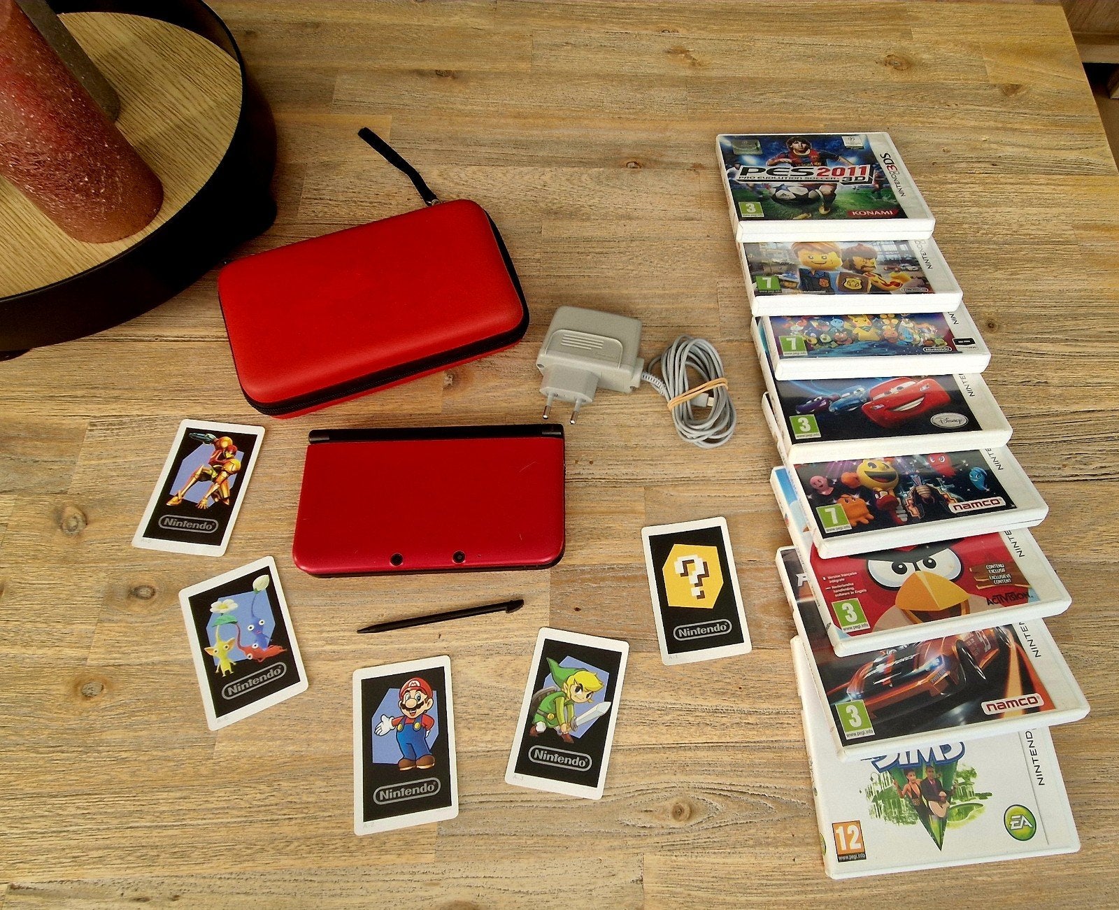 Nintendo 3DS Rood met Case, Pen en 8 Games, Met games, Ophalen of Verzenden, Rood, 3DS