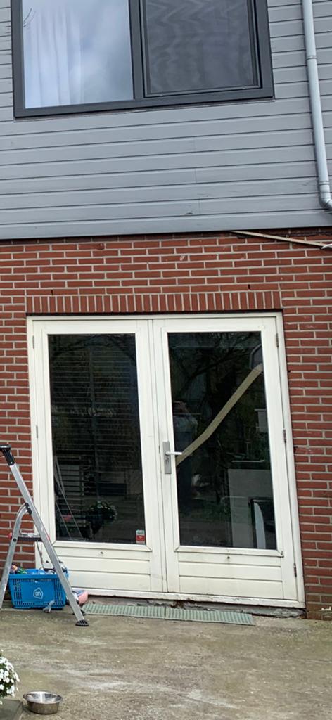 Dubbele openslaande deur hardhout 211x93, Doe-het-zelf en Verbouw, Kozijnen en Schuifpuien, Ophalen, Gebruikt, Deurkozijn, 150 tot 225 cm