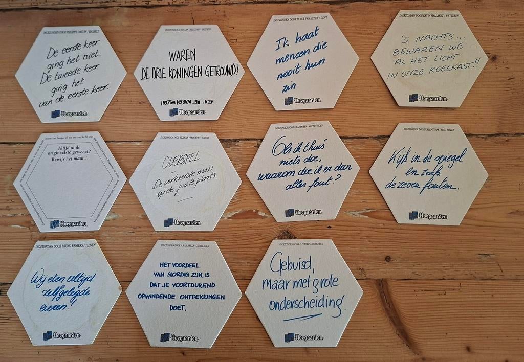 Hoegaarden bier  bierviltjes : teksten humor cartoon, Ophalen of Verzenden, Nieuw, Viltje(s), Overige merken
