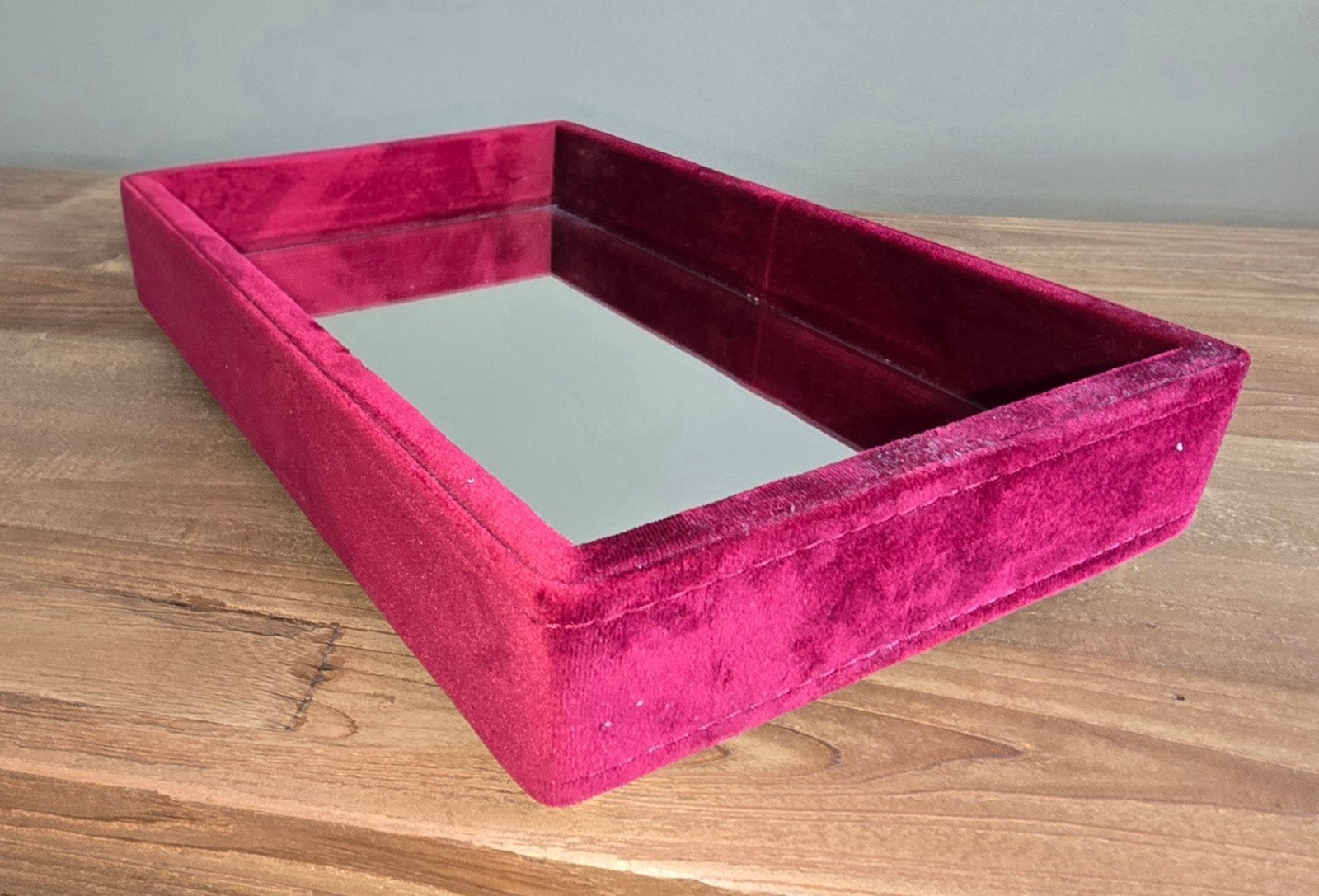 Luxe fluwelen dienblad / make-up tray met spiegelbodem, Ophalen, Zo goed als nieuw, Rechthoekig, Overige typen