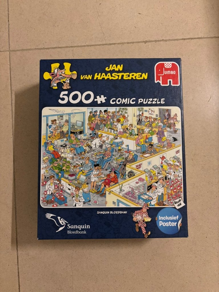 Jumbo jan van haasteren puzzel - 500 st sanquin bloedbank!, Hobby en Vrije tijd, Denksport en Puzzels, Ophalen of Verzenden, 500 t/m 1500 stukjes
