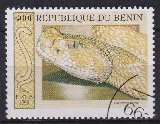 Benin 1999 Ratelslang reptiel, Verzenden, Gestempeld, Dier of Natuur