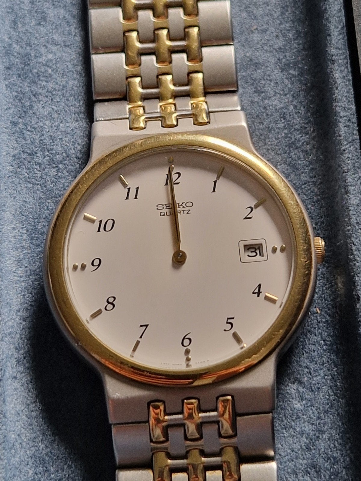Vintage Seiko herenhorloge 5Y39-7A30, met originele doos., Sieraden, Tassen en Uiterlijk, Horloges | Antiek, Seiko, Staal, Met bandje