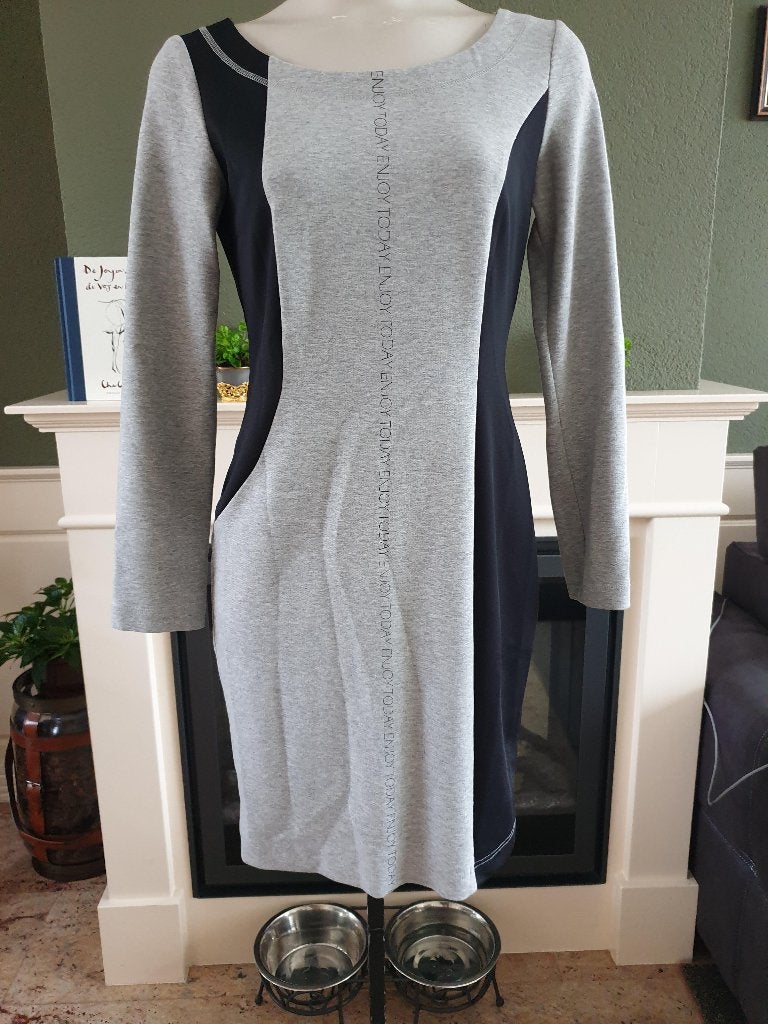 Expresso leuke sportieve grijs zwarte jurk mt 36 S, Kleding | Dames, Maat 38/40 (M), Zo goed als nieuw, Knielengte, Grijs