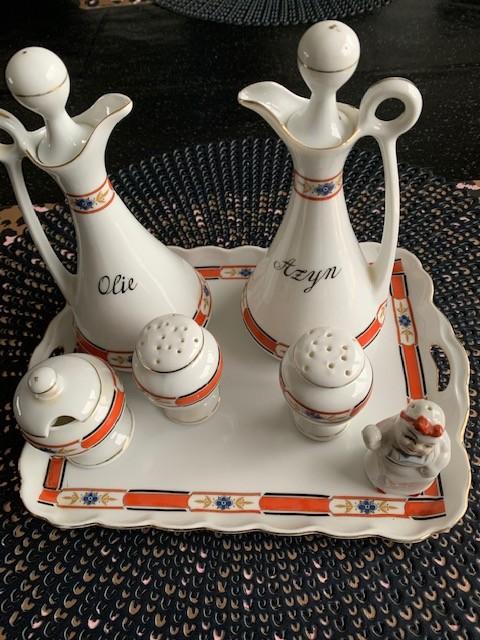 Vintage Olie & Azijn Set met Peper & Zoutvaatjes, Ophalen of Verzenden