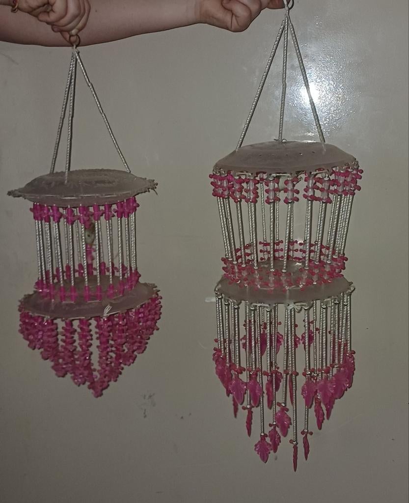 Decoratieve hangende vogelkooitjes (set van 2), Huis en Inrichting, Gebruikt, Overige stijlen, Ophalen of Verzenden, Roze