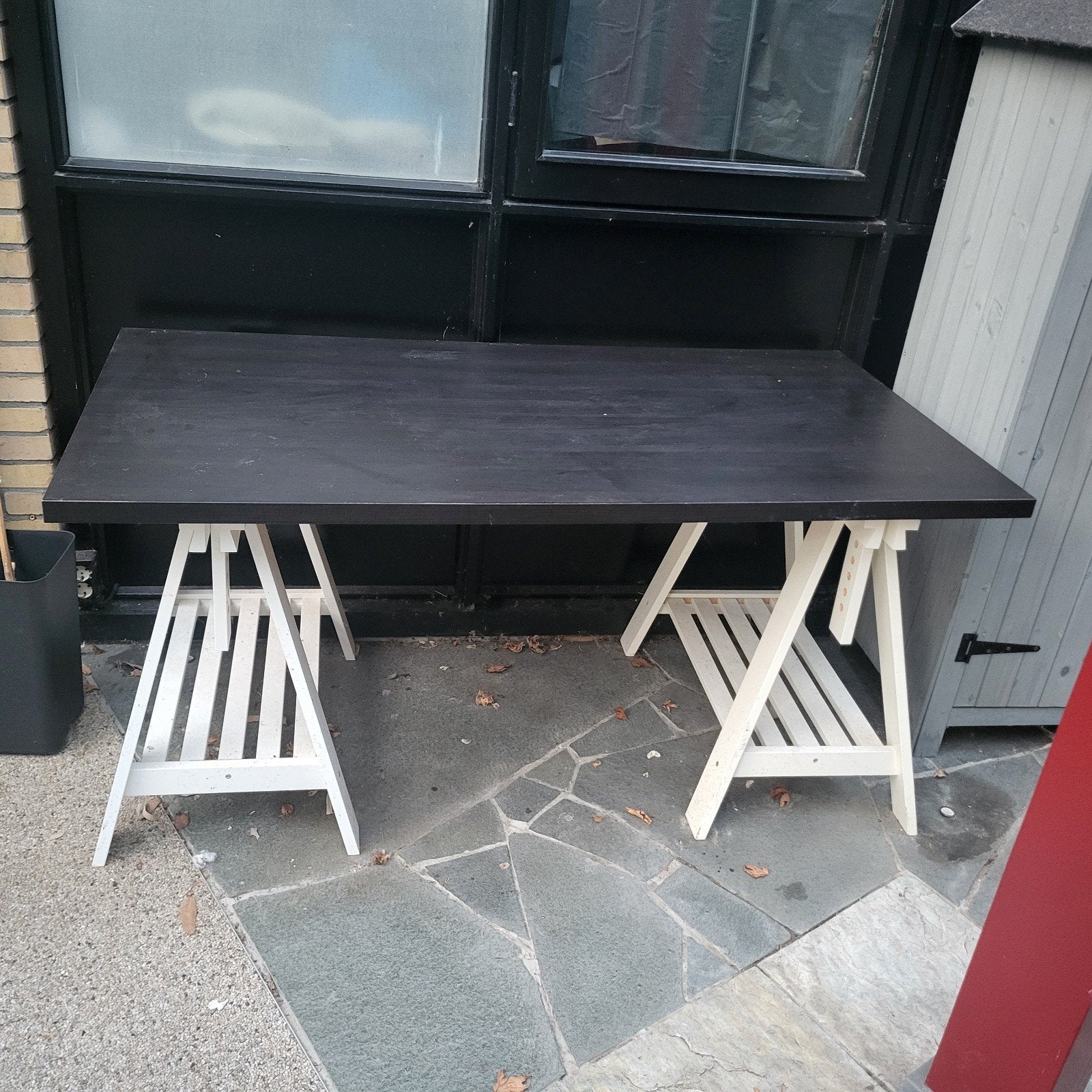 Ikea schragen wit met buroblad, Ophalen