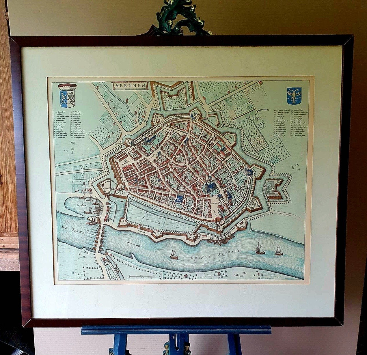 Oude ingelijste stadskaart van Arnhem - ca. 1650, Landkaart, 1800 tot 2000, Nederland, Ophalen