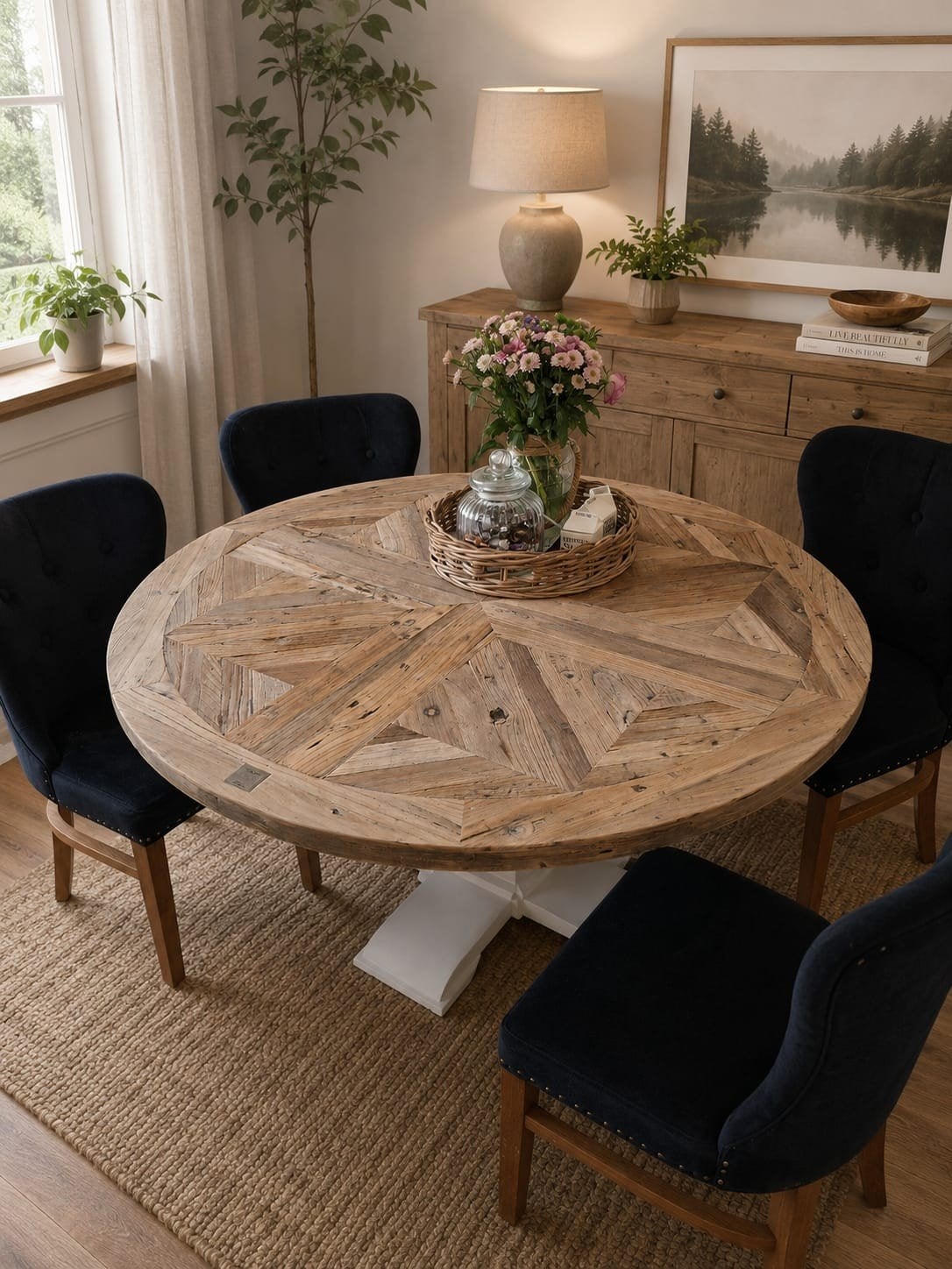 Riviera Maison Crossroads 140 cm Eettafel, Ophalen, 50 tot 100 cm, 100 tot 150 cm, Rond