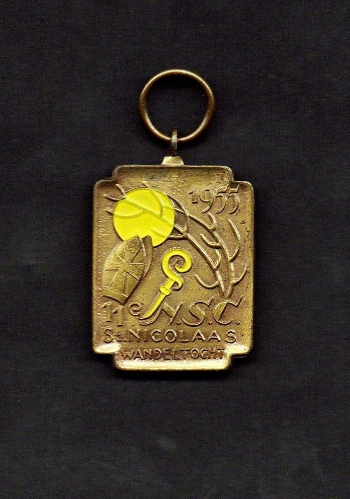 Medaille 11e St. Nicolaas Wandeltocht NSC 1955., Ophalen of Verzenden, Zo goed als nieuw