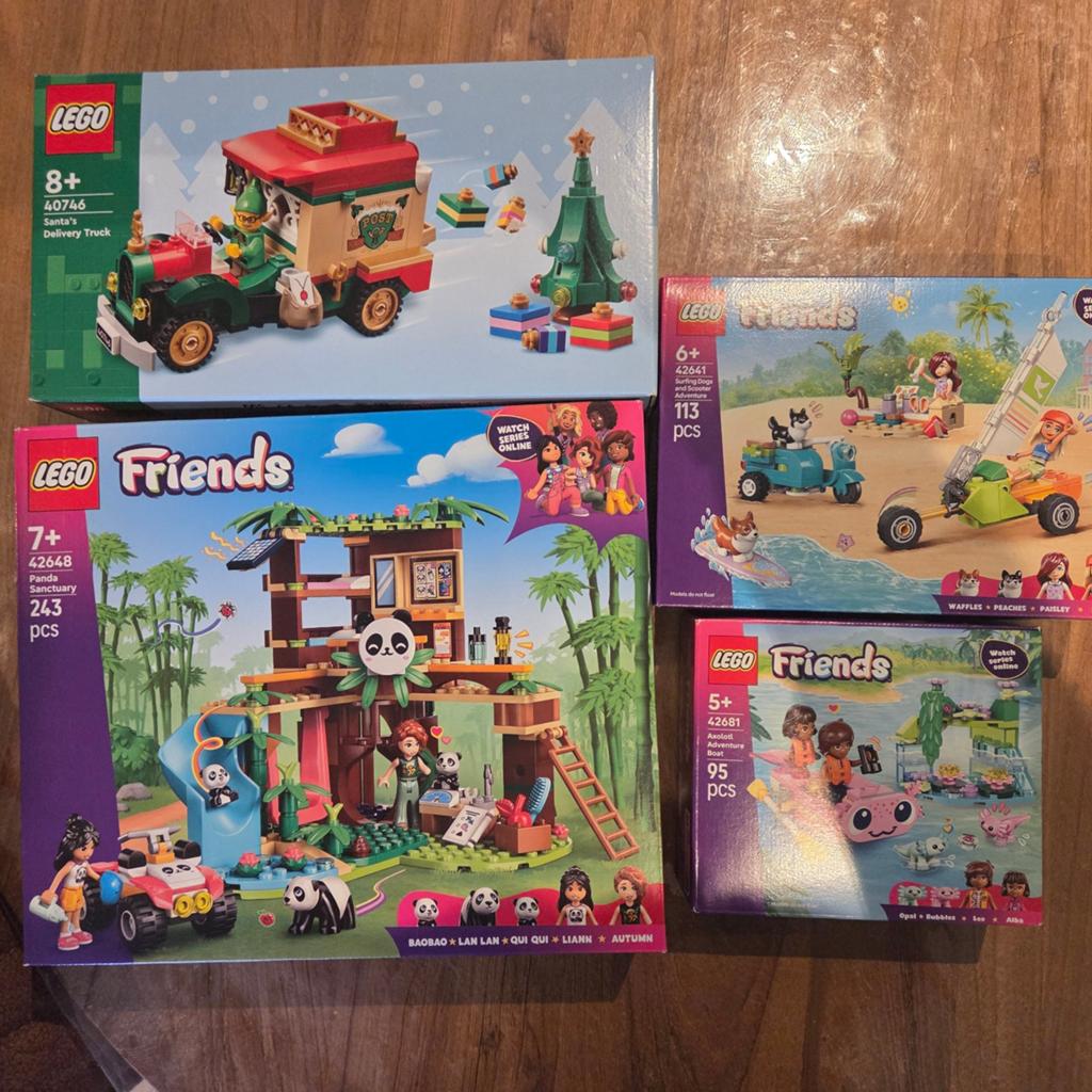 Lego friends panda sactury, surfing dogs, axolotl en santa., Ophalen, Nieuw