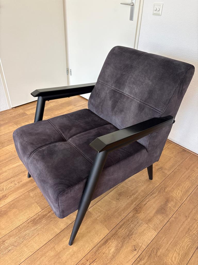 Fauteuil Anterciet grijs, zwarte poten, MX SOFA, Ophalen, 75 tot 100 cm, Zo goed als nieuw, 50 tot 75 cm
