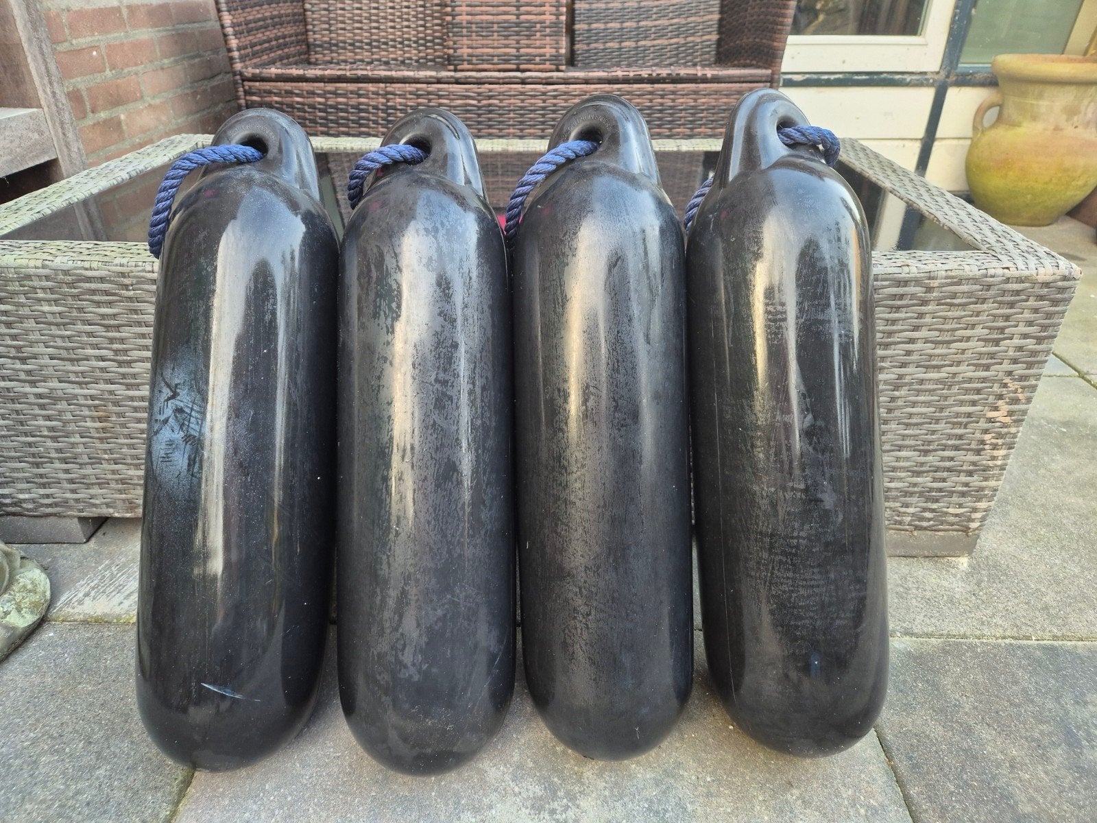 Set van 4 zwarte stootwillen voor boot, Ophalen of Verzenden, Gebruikt, Overige typen