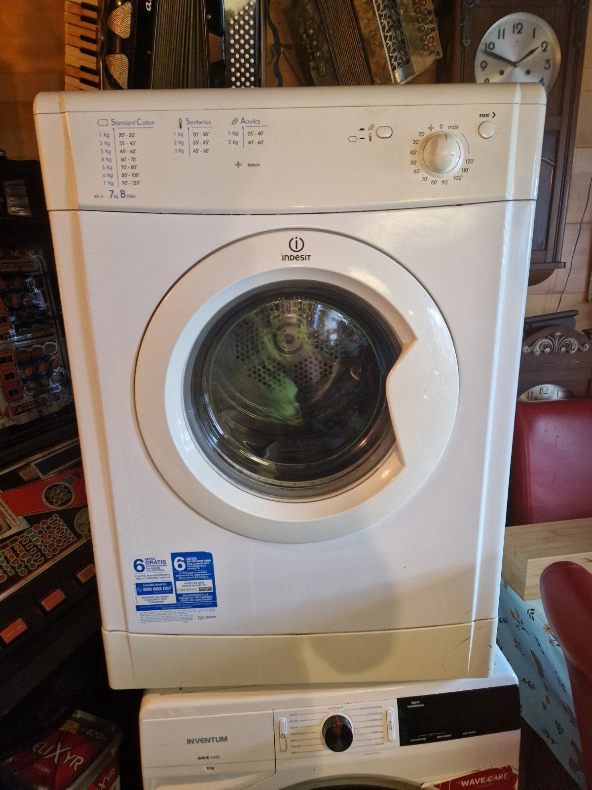 Goed werkende Indesit IDV 75 Luchtafvoerdroger (7 kg), Witgoed en Apparatuur, Wasdrogers, Gebruikt, Condens, 6 tot 8 kg, 85 tot 90 cm