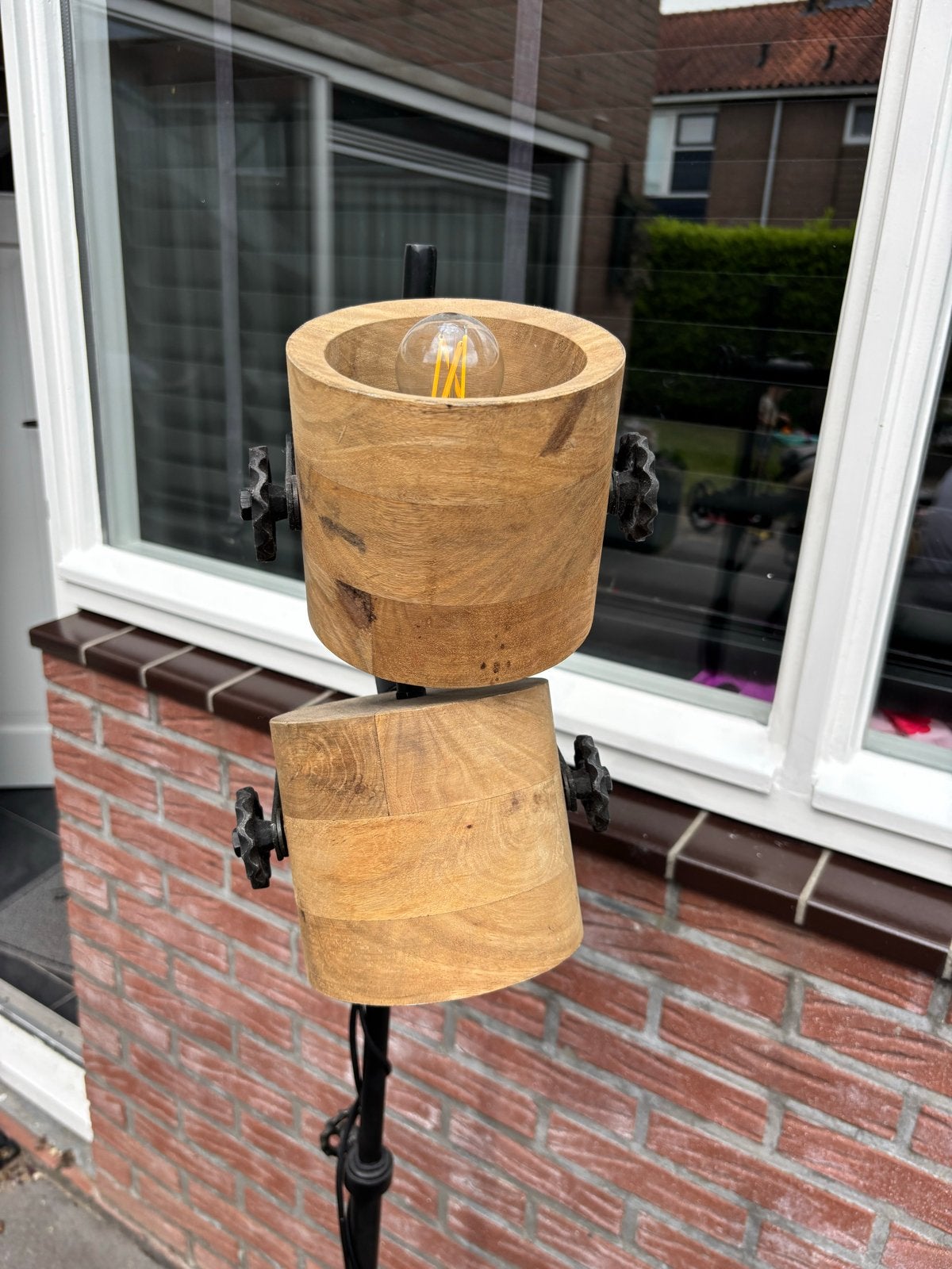 Staande lamp, industrieel, Ophalen, Gebruikt, Hout, 150 tot 200 cm