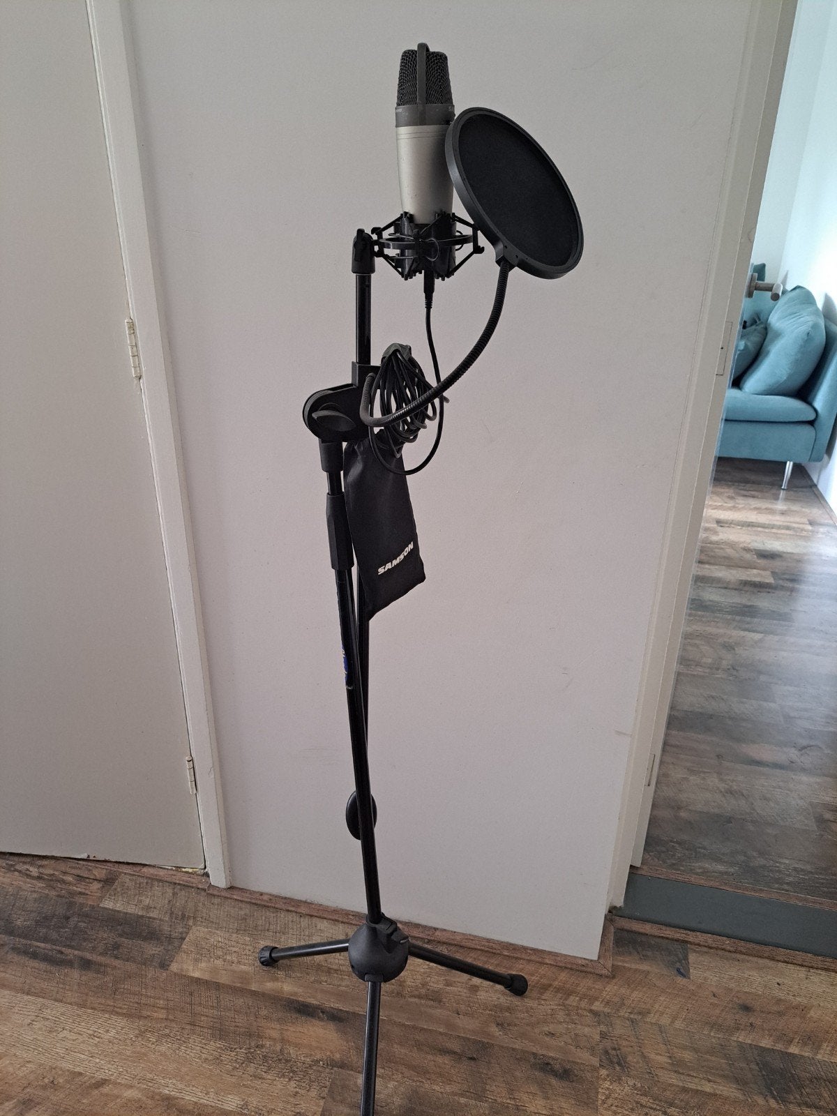 Samson Microfoon met standaard, schokdemper en popfilter, Ophalen of Verzenden, Gebruikt, Studiomicrofoon