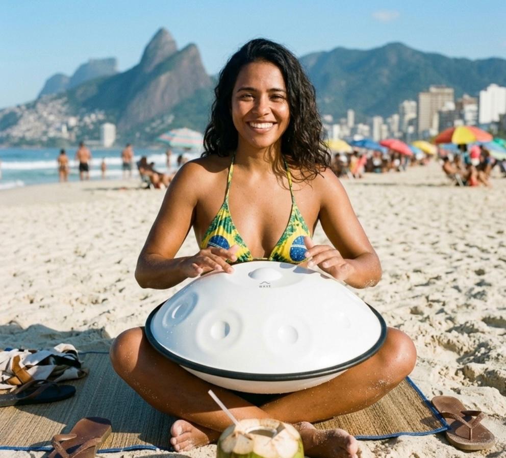 Wave Handpan D-Kurd (10 tonen) – Sneeuwwit – 440 Hz Brazilië, Muziek en Instrumenten, Ophalen of Verzenden, Zo goed als nieuw