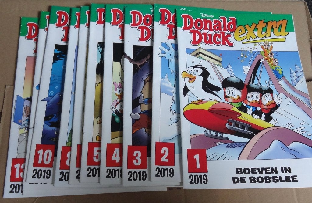 13 x donald duck extra 2019 (en 1 van 2018), Meerdere stripboeken, Ophalen of Verzenden, Zo goed als nieuw