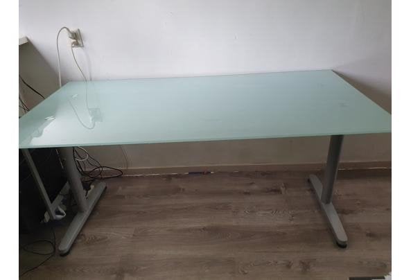 Ikea Galant bureau glas 160x80, Huis en Inrichting, Bureaus, Ophalen, In hoogte verstelbaar, Gebruikt, Glas