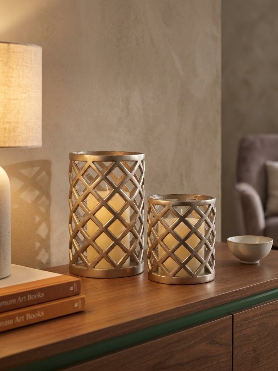 Set van 2 windlichten  inclusief kaarsen, Huis en Inrichting, Ophalen, Zo goed als nieuw, Windlicht