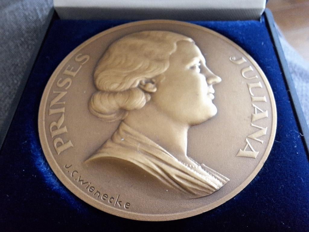 Bronzen munt Prinses Juliana geboorte 1909 - Perfecte staat, Ophalen of Verzenden, Brons, Nederland