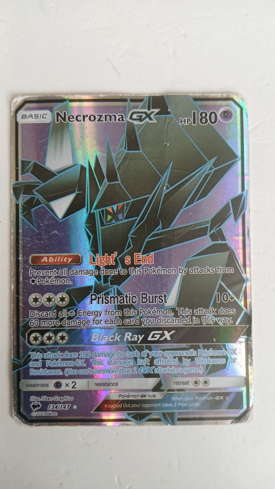 Necrozma GX Pokémon kaart, Ophalen of Verzenden, Gebruikt, Losse kaart