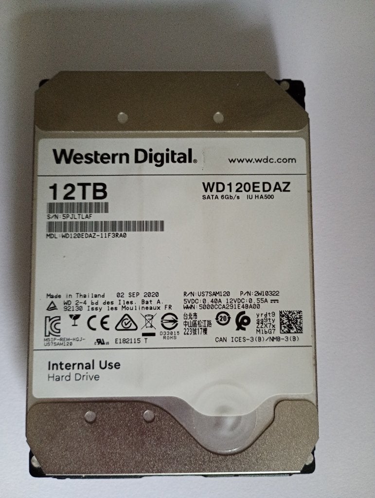 12TB WD HDD in prima staat, Computers en Software, Ophalen, Intern, Gebruikt, 12TB