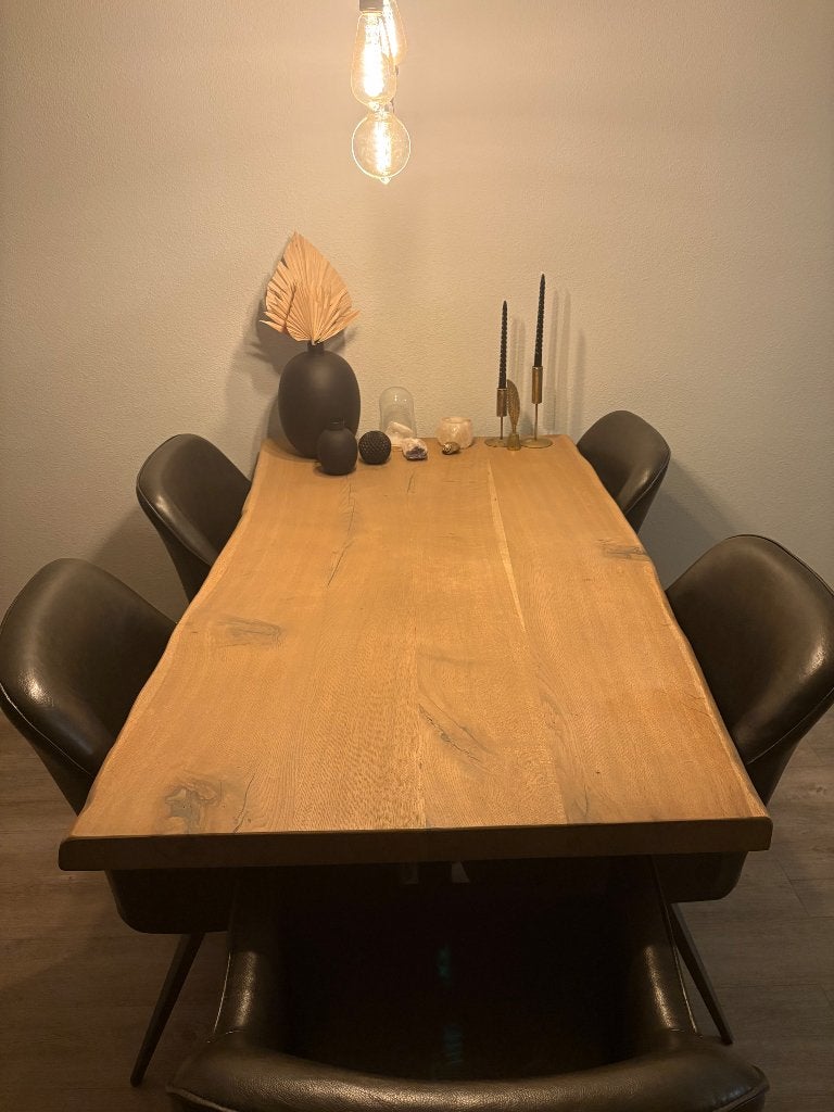Eettafel eikenhout, industrieel, Huis en Inrichting, Ophalen, Gebruikt, 200 cm of meer, 50 tot 100 cm