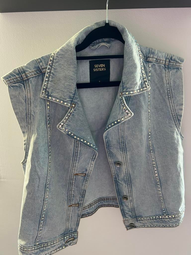 Seven Sisters spijkerjasje met studs - Maat S, Ophalen of Verzenden, Maat 36 (S), Blauw