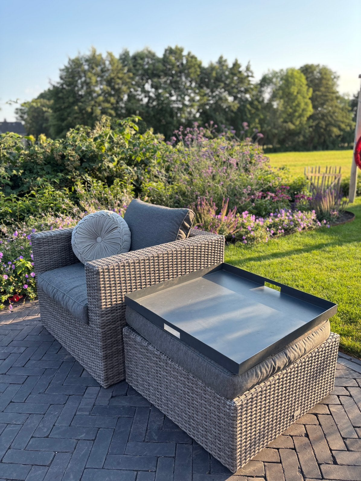 Loungestoel, loungeset, hocker garden impressions, Tuin en Terras, Tuinsets en Loungesets, Ophalen, Zo goed als nieuw, Wicker
