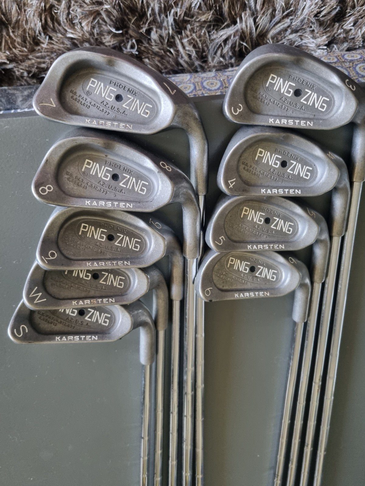 Ping Zing Karsten Blue dot ijzer 3,4,5,6,7,8,9,W,S, topstaat, Ophalen of Verzenden, Gebruikt, Set, Ping