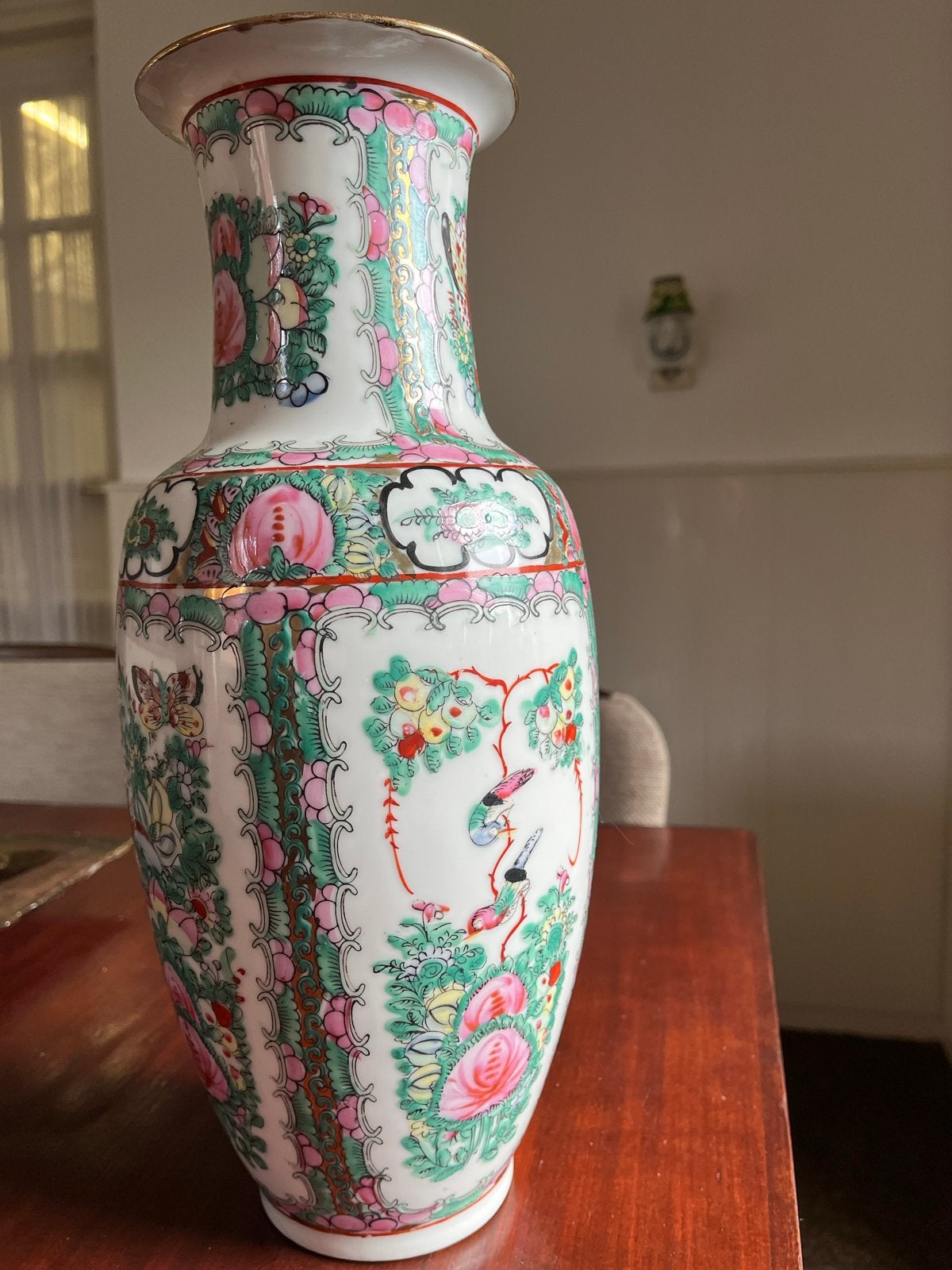 Decoratieve Chinese Vaas met Bloemen en Vogels, 35cm, Ophalen of Verzenden