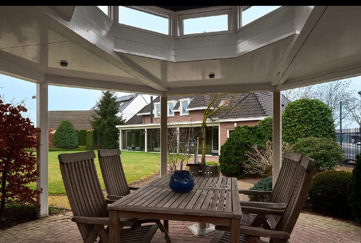 Tuintafel hardhout met 4 stoelen, Tuin en Terras, Ophalen, Zo goed als nieuw, Hout