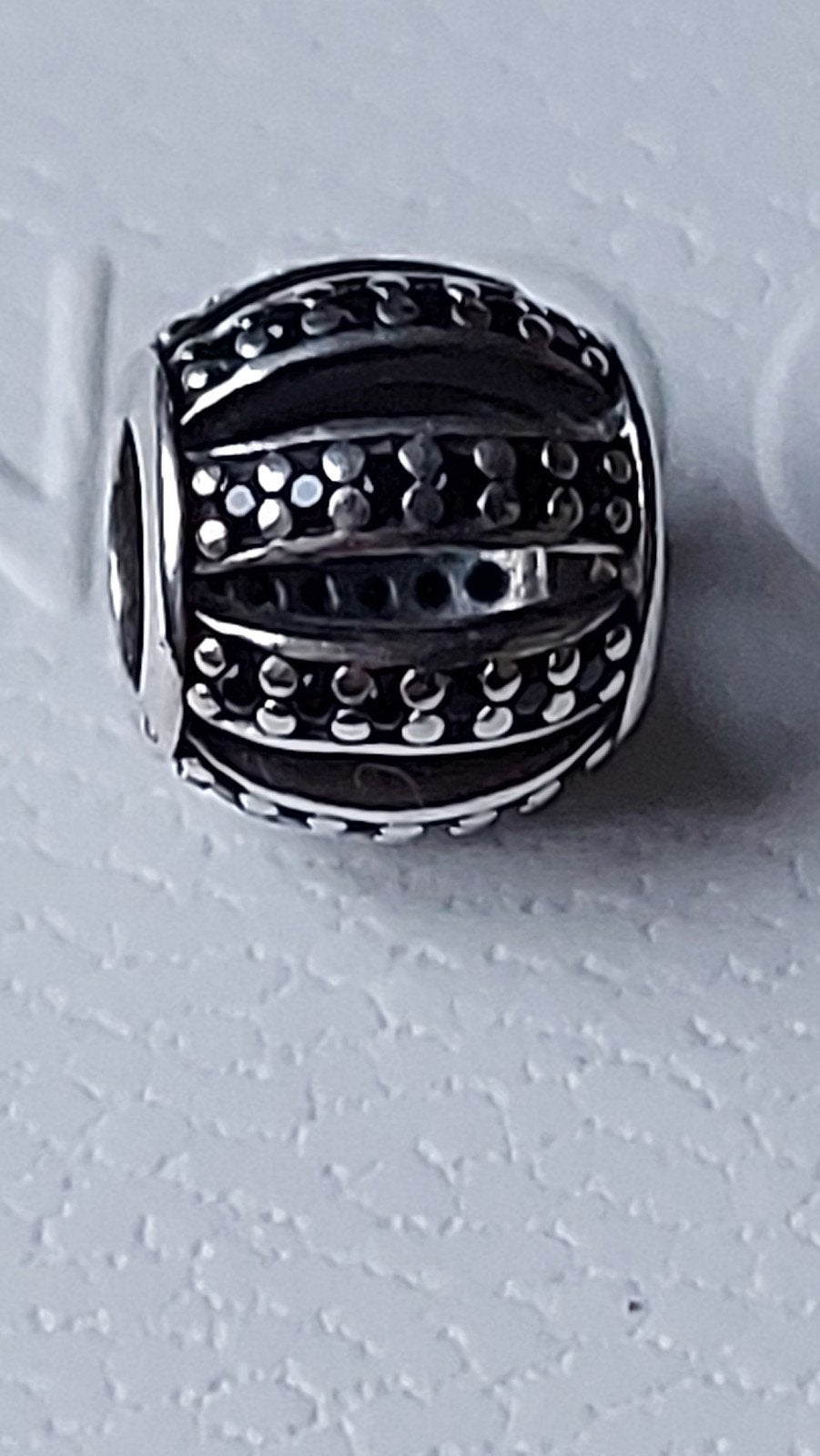 Originele Pandora bedel met zwarte steentjes, Pandora, Ophalen of Verzenden, Zo goed als nieuw, Zilver