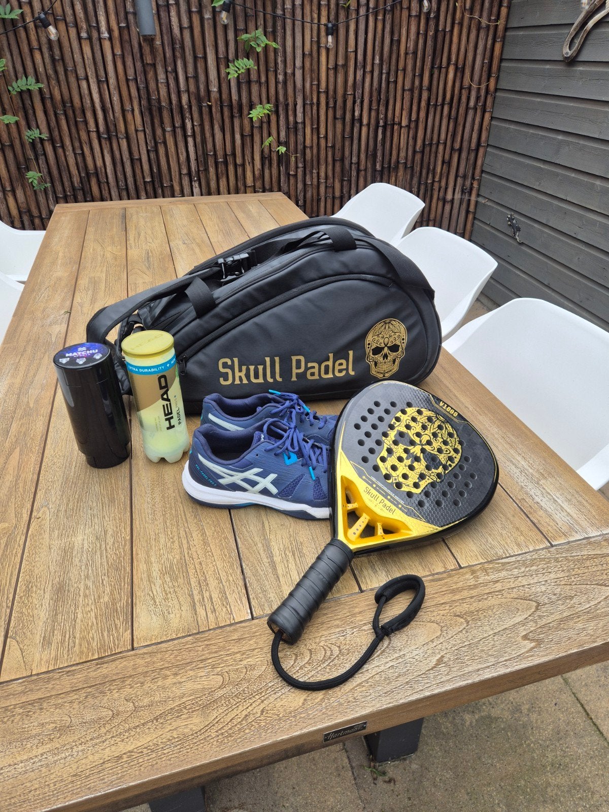 Skull Padel Set: Racket, Tas, Schoenen en Ballen - Z.G.A.N., Ophalen, Zo goed als nieuw