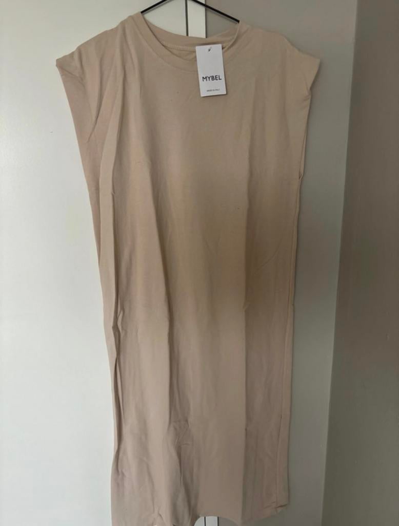 onderjurk/ mouwloze jurk beige 100% katoen, Beige, Nieuw, Ophalen of Verzenden, Maat 36 (S)