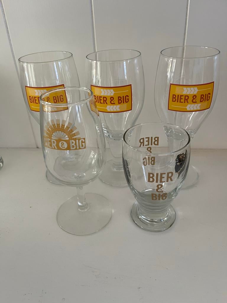 Bier en Big bierglazen 5 stuks 3 types Speciaalbier, Ophalen of Verzenden, Zo goed als nieuw, Bierglas