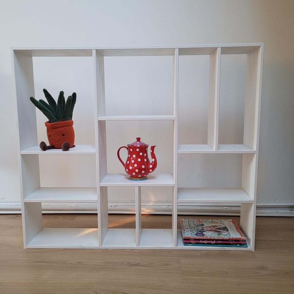 Witte VT wonen wandkast 100x100 cm met diverse vakken, Ophalen, Met plank(en), Gebruikt, 100 tot 150 cm