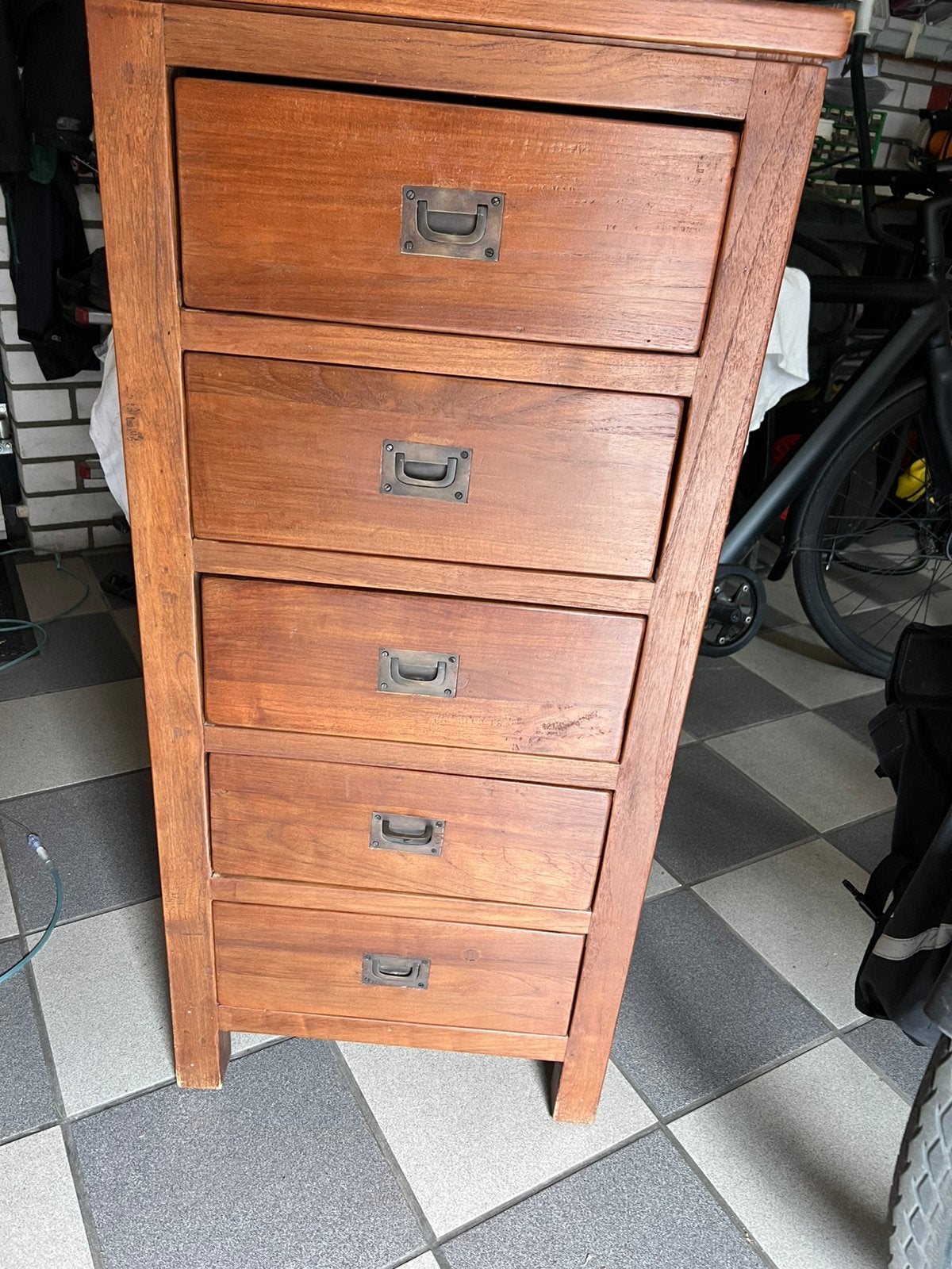 Teak houten kast met laden., Ophalen, Gebruikt, 5 laden of meer, 100 tot 150 cm