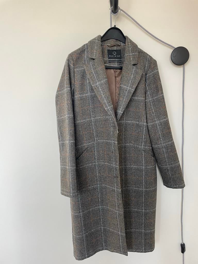 Circle of Trust mantel winterjas donkergrijs geruit maat XL, Kleding | Dames, Ophalen of Verzenden, Zo goed als nieuw, Maat 46/48 (XL) of groter