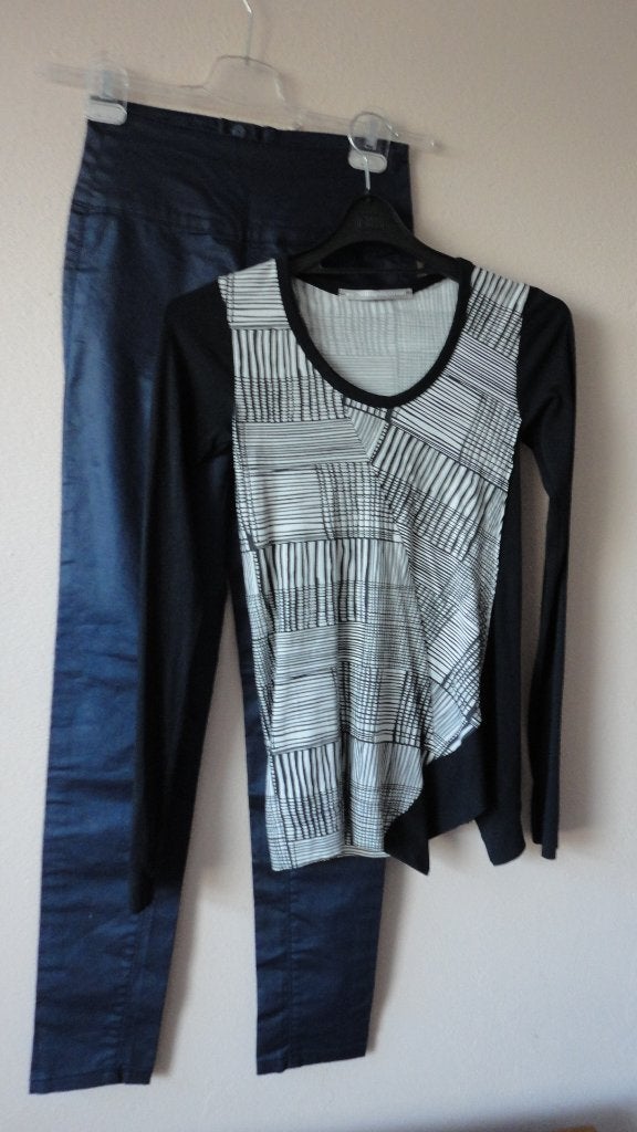 Tuniek van Cora Kemperman met pieces broek maat 34/36, Verzenden, Zwart, Zo goed als nieuw, Maat 34 (XS) of kleiner